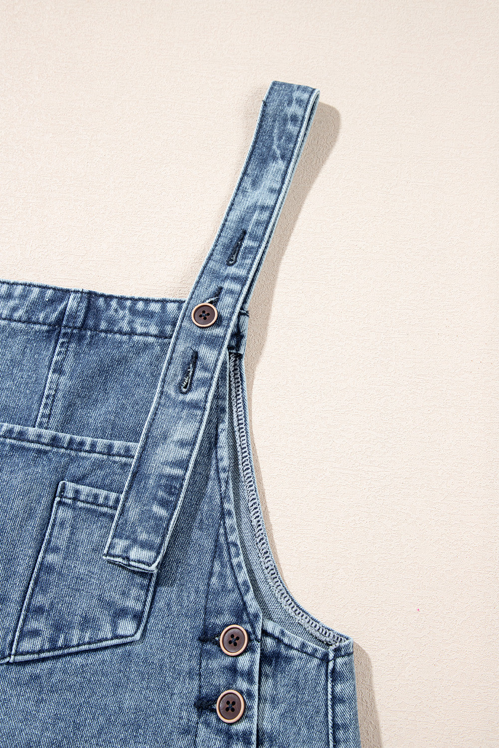 Black Distressed Bib Pocket Wide Leg Denim Overall