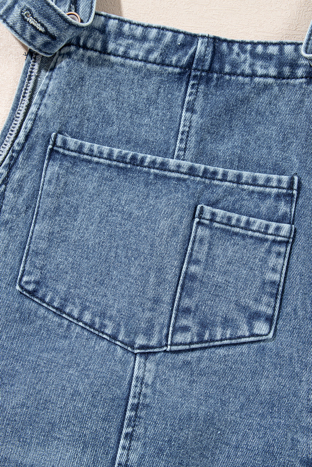 Black Distressed Bib Pocket Wide Leg Denim Overall