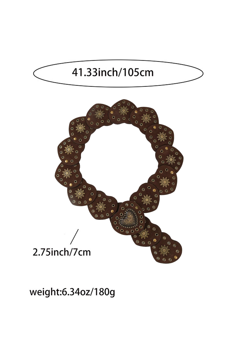 Coffee Vintage Heart Rivet Belt