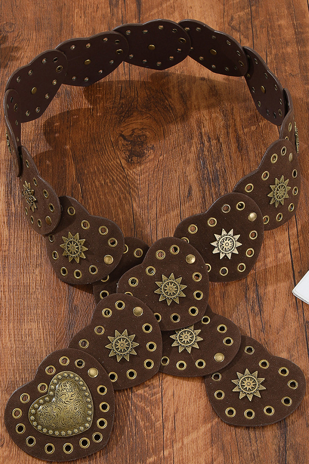 Coffee Vintage Heart Rivet Belt
