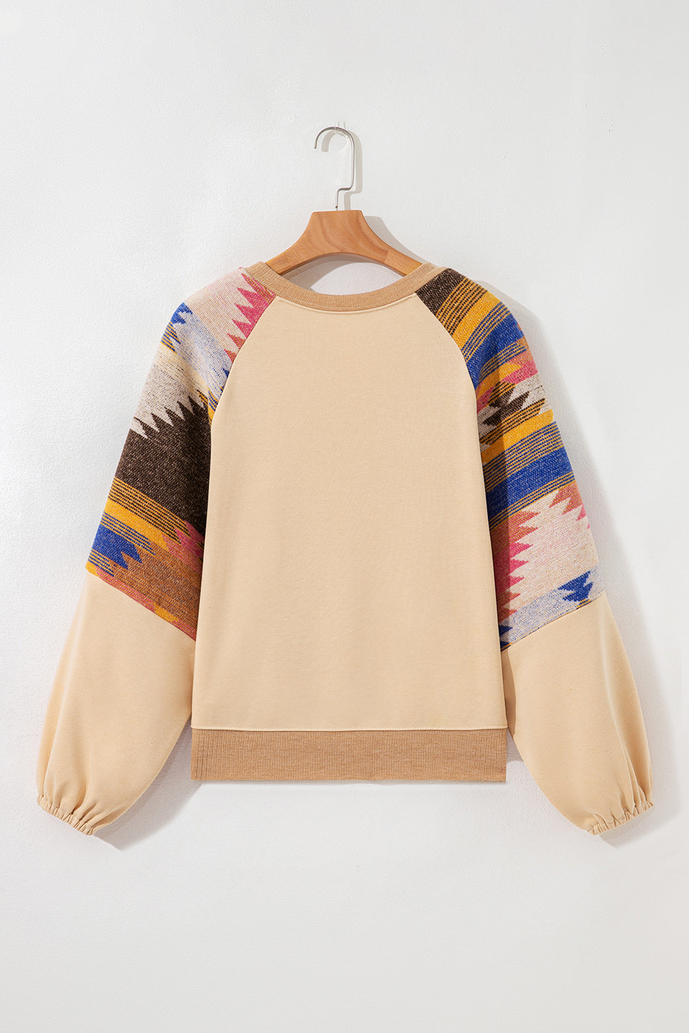 Light French Beige Horses Sequins Patch Graphic Fashion Sweatshirt