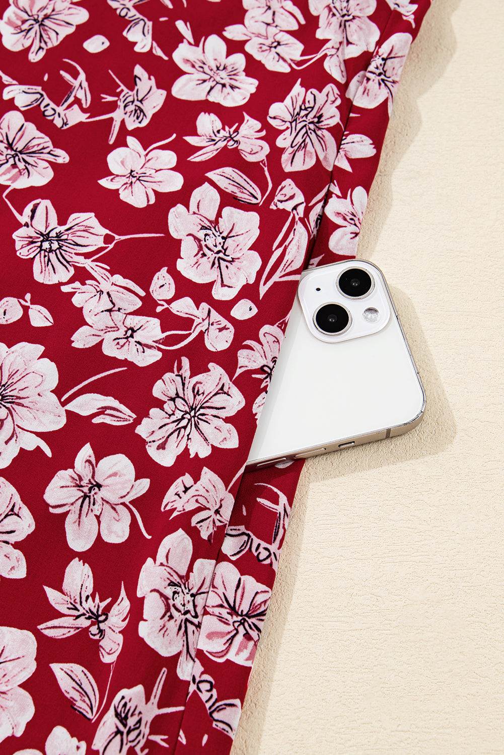 Purple Plus Floral Balloon Sleeve V Neck Relaxed Dress