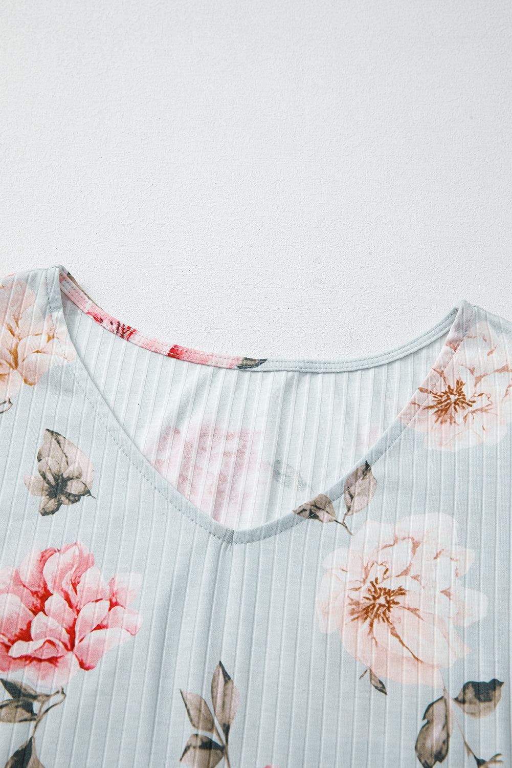 Sky Blue Floral Flutter Shoulder Flowy Plus Size Top