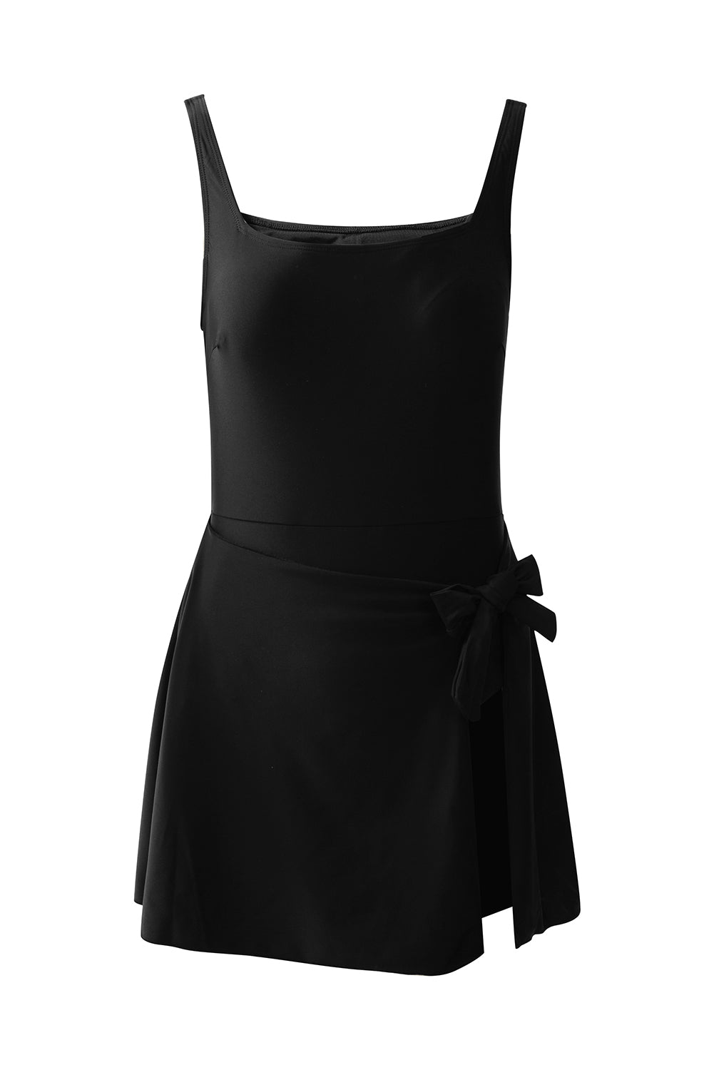 Mist Green Side Tied Adjustable Straps A Line One Piece Swim Dress