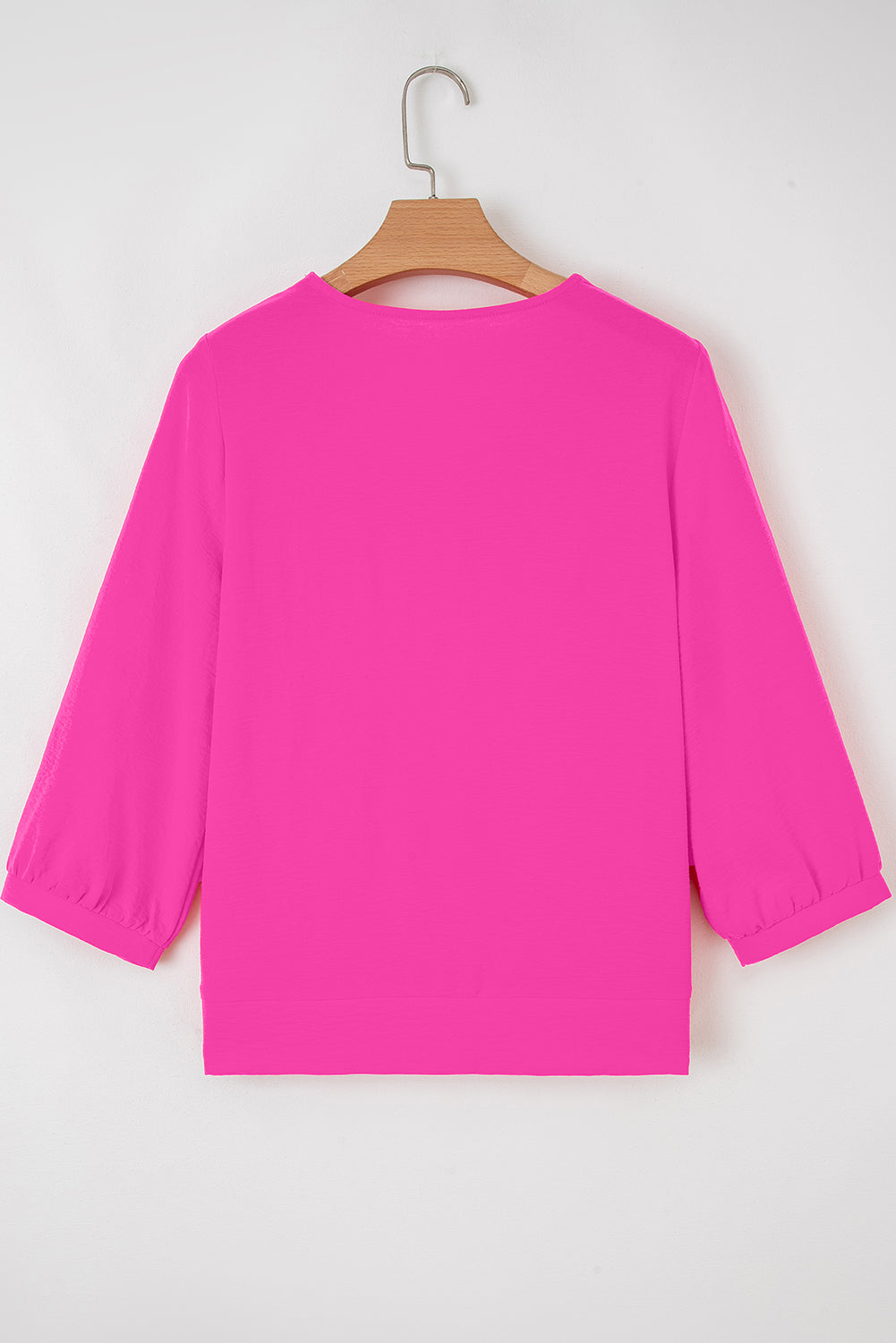 Moonlight Jade Frill V Neckline Puff Sleeve Crinkled Blouse